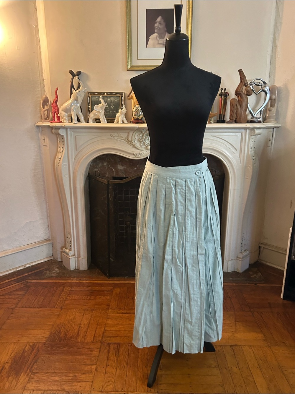 Light Green Pleated Wrap Midi Skirt - Unbranded
